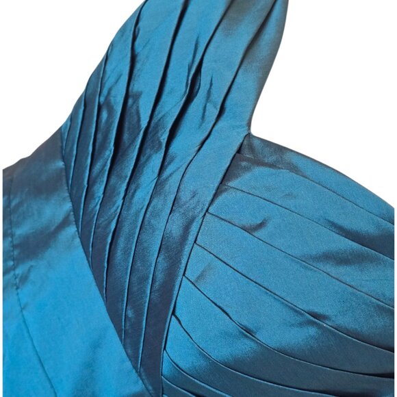 Matte Satin Teal ANGELINA FACCENDA Formal Gown sz 12 - Picture 4 of 12